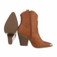 Damen High-Heel Stiefeletten - camel