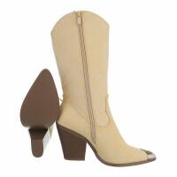 Damen High-Heel Stiefeletten - beige