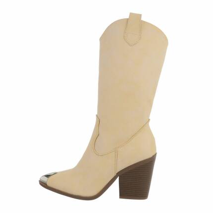 Damen High-Heel Stiefeletten - beige Gr. 36