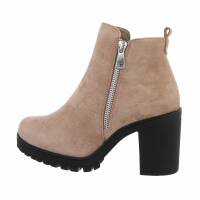 Damen High-Heel Stiefeletten - beige