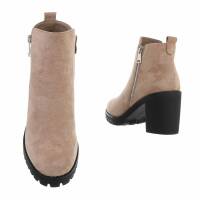 Damen High-Heel Stiefeletten - beige