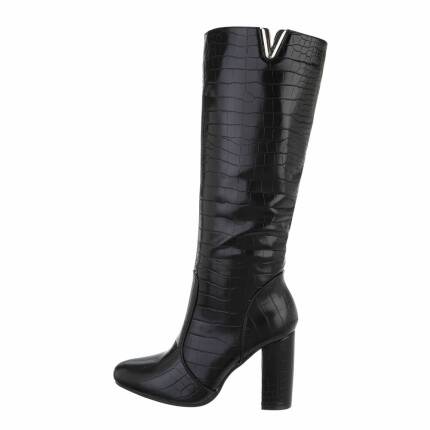 Damen High-Heel Stiefel - blackcroc