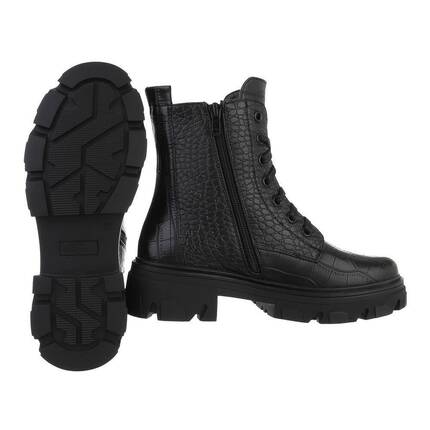 Damen Schnrstiefeletten - blackcroco Gr. 36