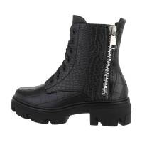 Damen Schnürstiefeletten - blackcroco Gr. 38