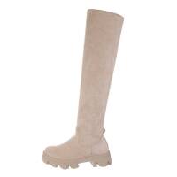 Damen Overknee-Stiefel - beige