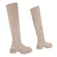 Damen Overknee-Stiefel - beige