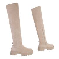 Damen Overknee-Stiefel - beige Gr. 37