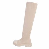 Damen Overknee-Stiefel - beige