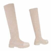 Damen Overknee-Stiefel - beige