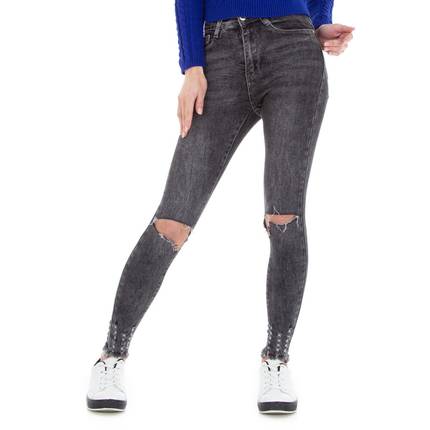 Damen High Waist Jeans von Laulia Gr. L/40 - DK.grey