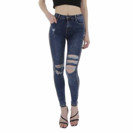 Damen High Waist Jeans von Laulia Gr. XS/34 - blue