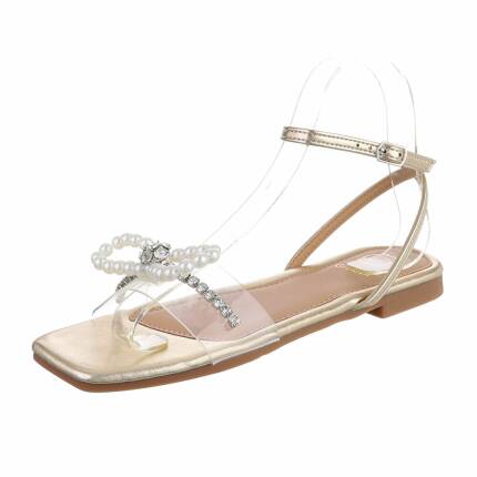 Damen Flache Sandalen - gold Gr. 36