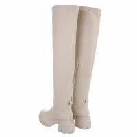 Damen Overknee-Stiefel - beigepu