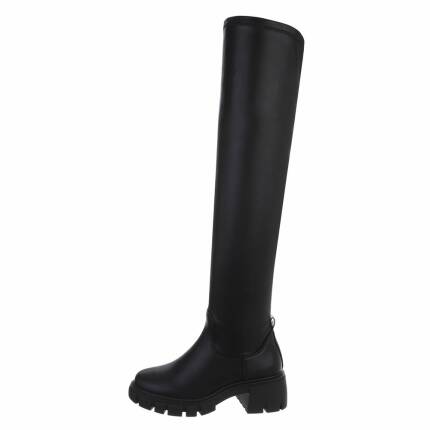 Damen Overknee-Stiefel - blackpu Gr. 37