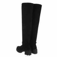 Damen Overknee-Stiefel - blacksuede