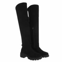 Damen Overknee-Stiefel - blacksuede