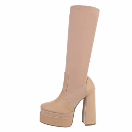 Damen High-Heel Stiefel - beige Gr. 36