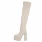 Damen Overknee-Stiefel - beige Gr. 38