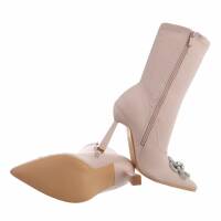 Damen High-Heel Stiefeletten - nude