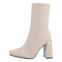 Damen High-Heel Stiefeletten - beige