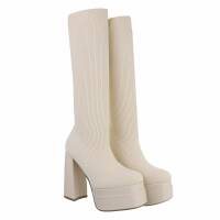 Damen High-Heel Stiefel - beige