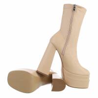 Damen High-Heel Stiefeletten - beige