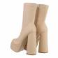 Damen High-Heel Stiefeletten - beige