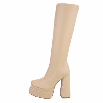 Damen High-Heel Stiefel - beige