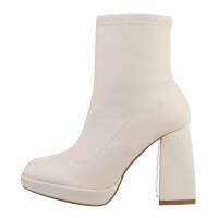 Damen High-Heel Stiefeletten - beige