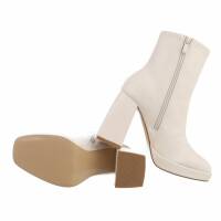 Damen High-Heel Stiefeletten - beige