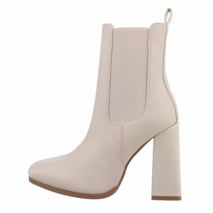 Damen High-Heel Stiefeletten - beige Gr. 37