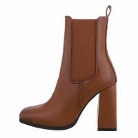 Damen High-Heel Stiefeletten - camel