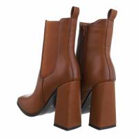 Damen High-Heel Stiefeletten - camel