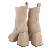 Damen High-Heel Stiefeletten - beige