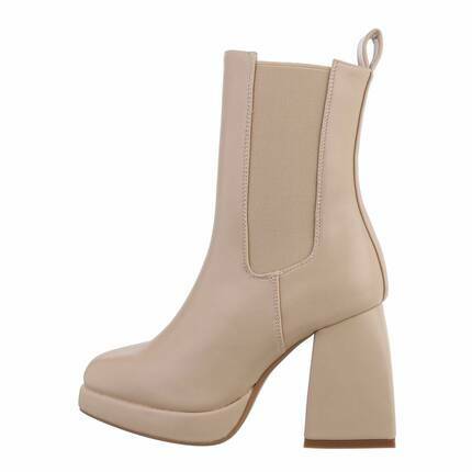 Damen High-Heel Stiefeletten - beige Gr. 37