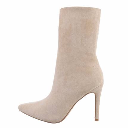 Damen High-Heel Stiefeletten - beige Gr. 41