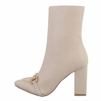 Damen High-Heel Stiefeletten - beige Gr. 40