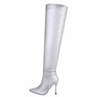 Damen Overknee-Stiefel - silver