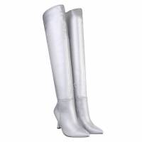 Damen Overknee-Stiefel - silver