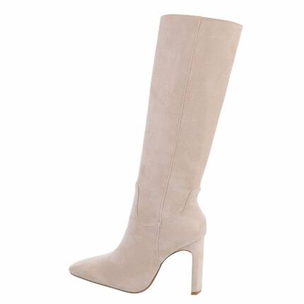 Damen High-Heel Stiefel - beige