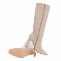 Damen High-Heel Stiefel - beige