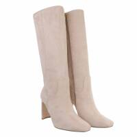 Damen High-Heel Stiefel - beige