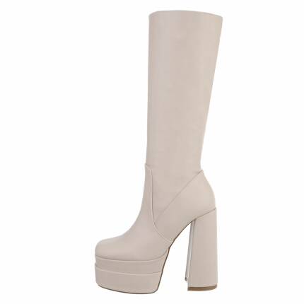 Damen High-Heel Stiefel - beige