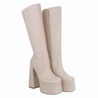 Damen High-Heel Stiefel - beige