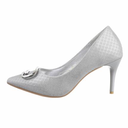 Damen High-Heel Pumps - silver Gr. 39