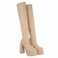 Damen Overknee-Stiefel - apricot