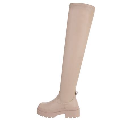 Damen Overknee-Stiefel - beige Gr. 37