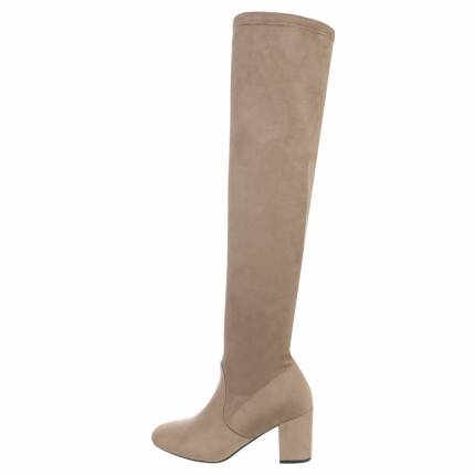 Damen Overknee-Stiefel - cream