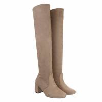 Damen Overknee-Stiefel - cream