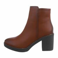 Damen High-Heel Stiefeletten - camel